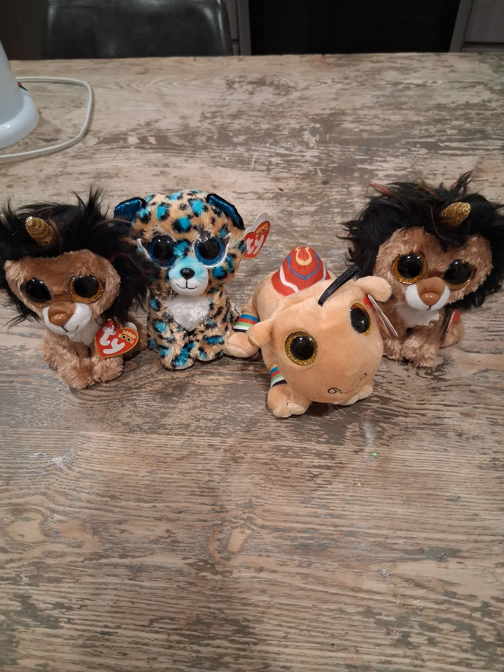 Ty Plush Small Pets Set — Tan, Blue, Black, Gold